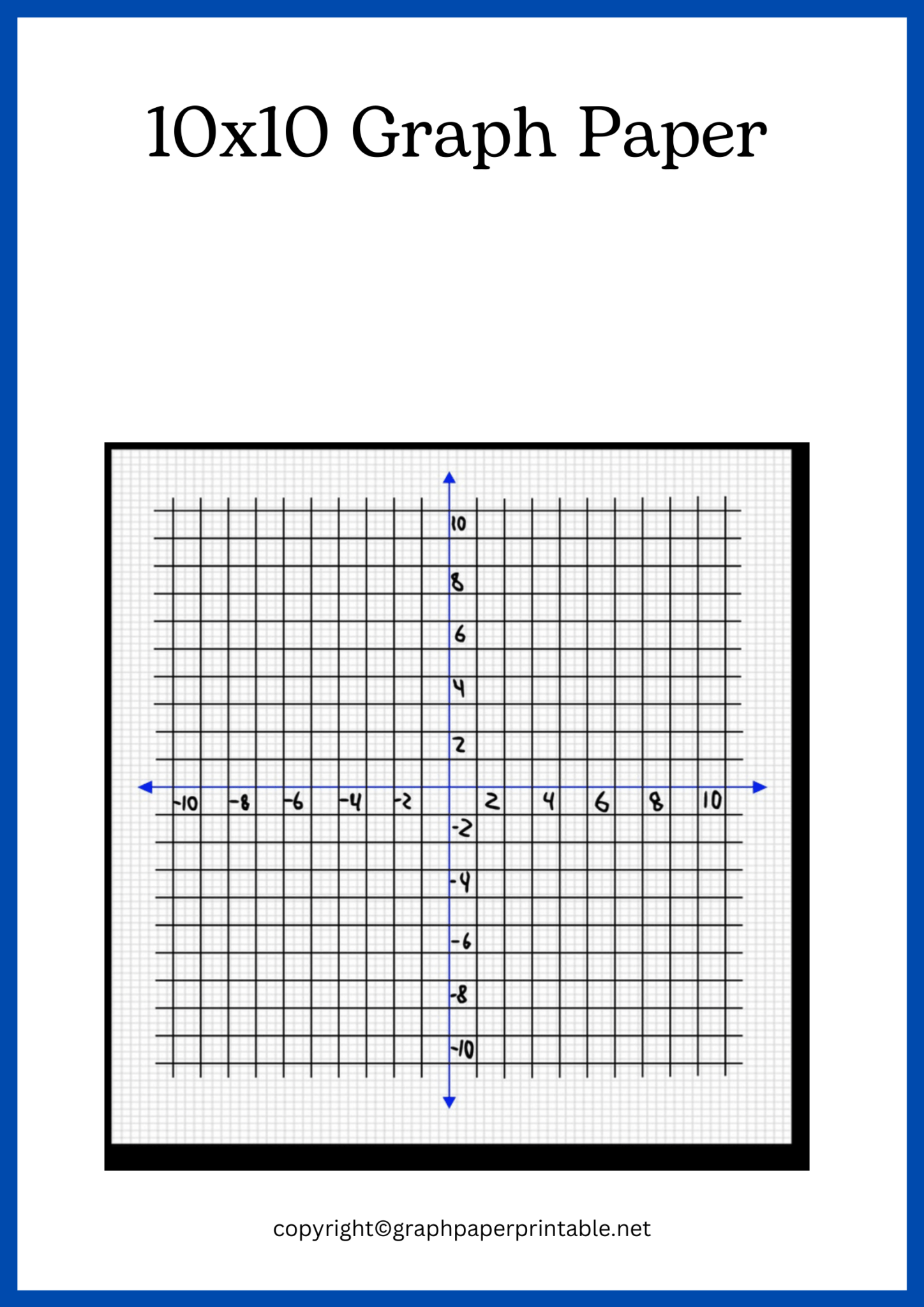 10x10 Graph Paper [grid Paper] Printable Templates In Pdf