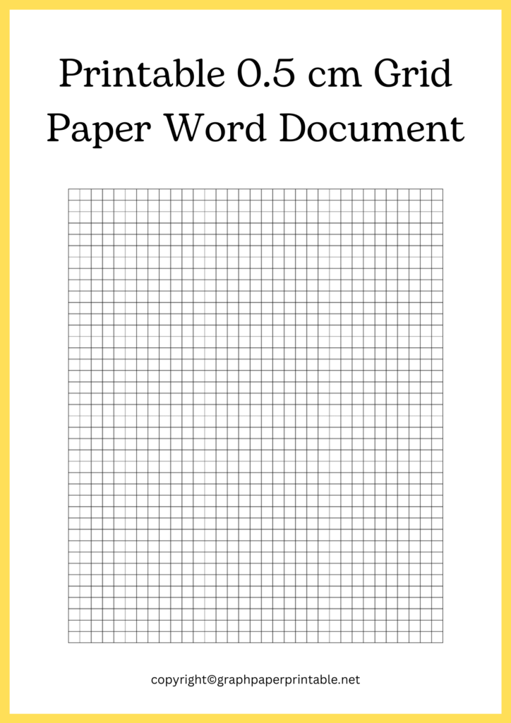 Printable 0.5 cm Grid Paper Word Document